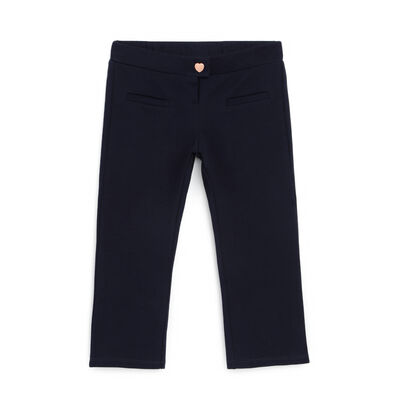 Girls Dark Blue Solid Long Trouser